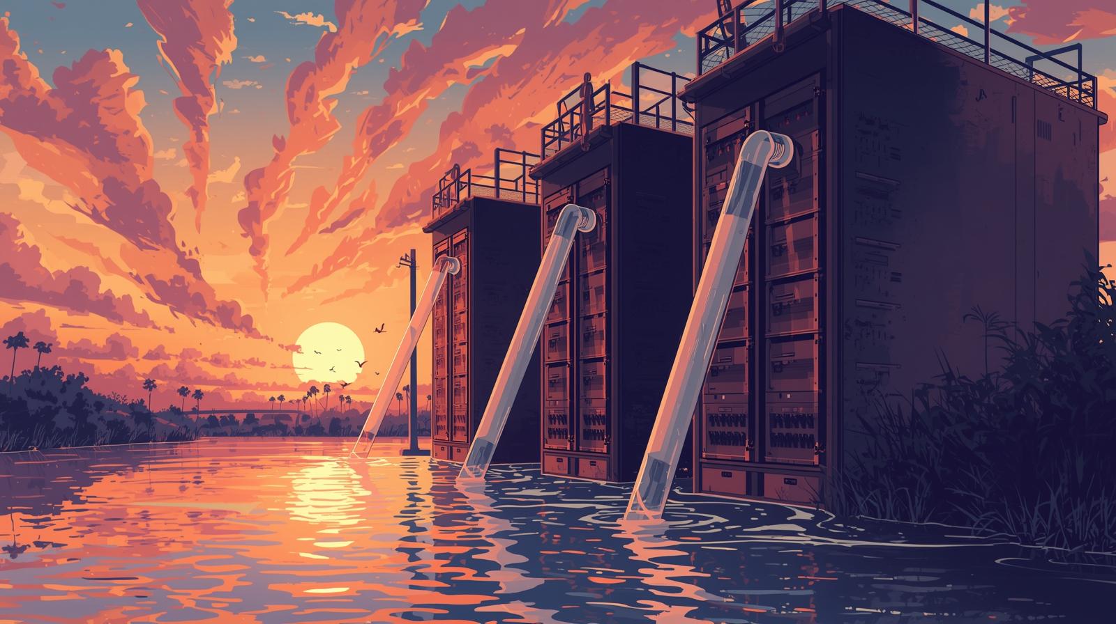 Data center water consumption environmental impact visualization for AI infrastructure